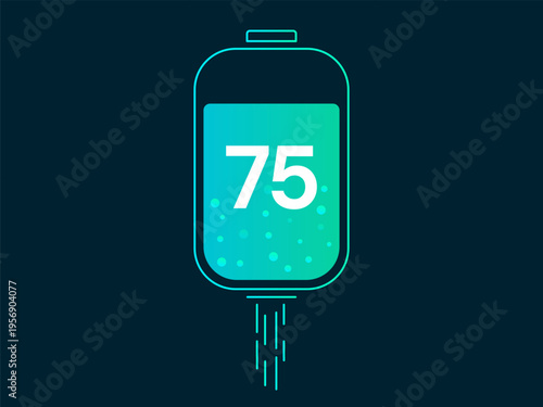 Electric vehicle(EV) UI with minimalist battery outline icon symbol showing battery charging process vector illustration design concept. Battery charging dashboard for ui, ev car, application, web.