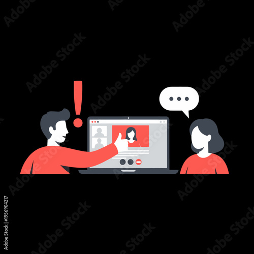 Online Meeting Mishap Illustration Funny Video Conference Fail Remote Work Humor Digital Communication Problem Oops Moment