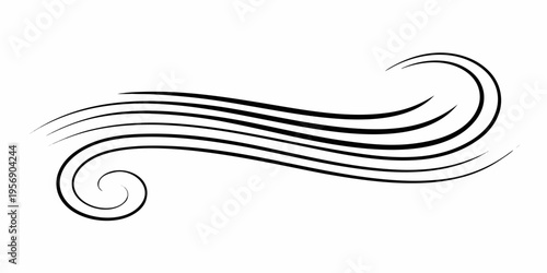 Abstract black lines forming a swirling curved design on white background