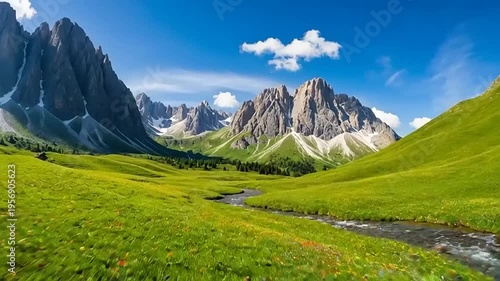 Wallpaper Mural Majestic Mountain Landscape with Winding River and Green Valleys. Torontodigital.ca