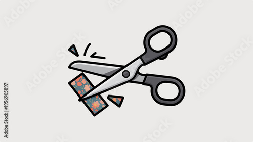 Cutting banknotes with scissors symbolizing financial savings economy and budget management
