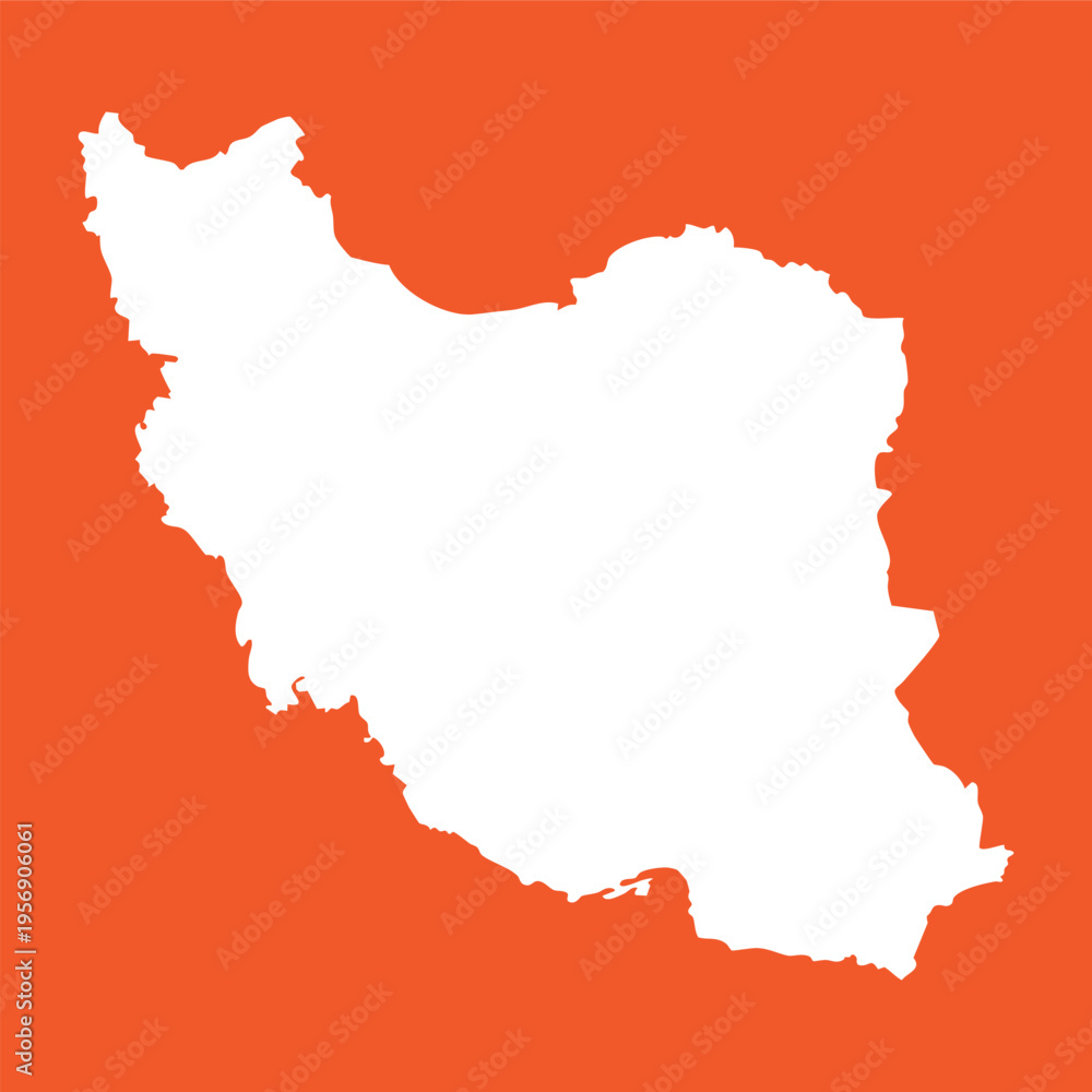 Obraz premium White map of iran on orange background