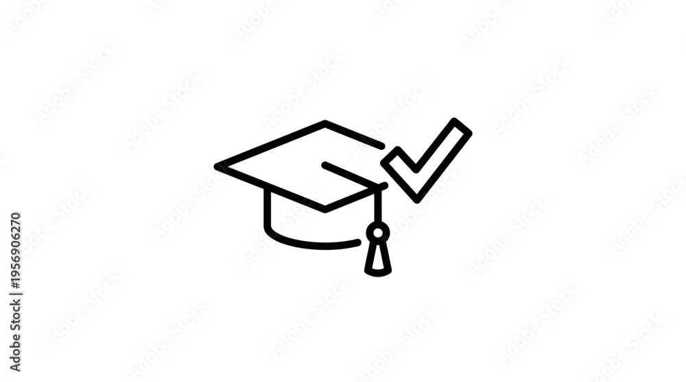 Fototapeta premium Graduation Cap with Check Mark