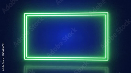 Glowing green rectangular frame with smoky energy on a dark background