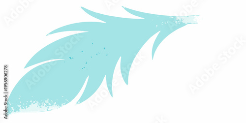 A light blue textured feather illustration on a white background
