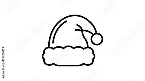 Simple Black and White Santa Claus Hat Icon