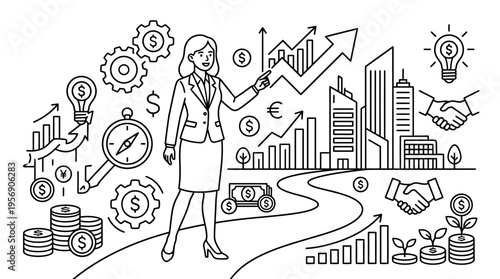 Businesswoman Presenting Financial Growth and Strategy