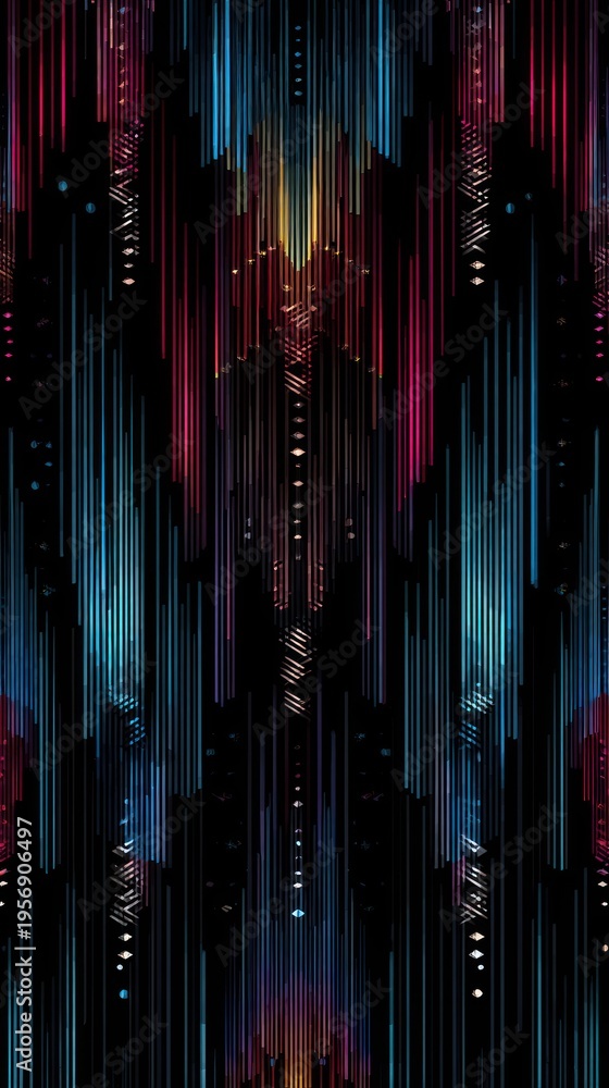 Obraz premium Abstract digital artwork with vibrant lines and a dark background