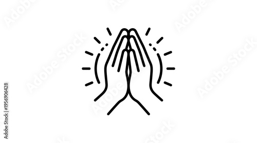 Hands in Prayer with Light Rays Icon