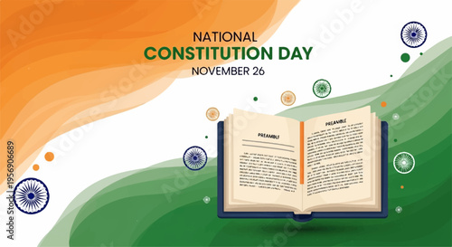 National Constitution Day vector illustration with open book