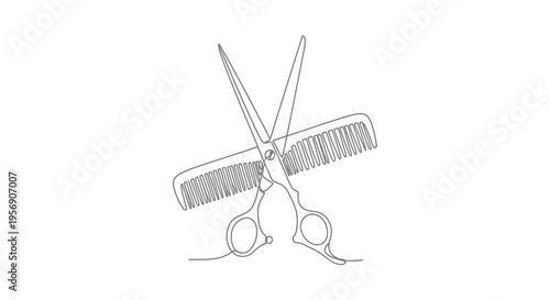 Scissors crossed over a comb, representing hairdressing