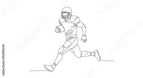 American football player running with ball in action pose