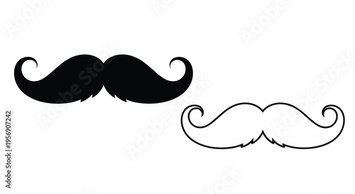 Two mustaches a solid black version and a white outlined design