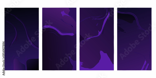 Abstract purple marble textures arranged in a four panel composition