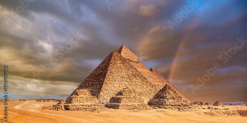 the pyramid of the pyramids of giza at sunset, egypt