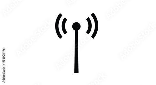 Simple black icon of a wireless signal or radio waves radiating outwards