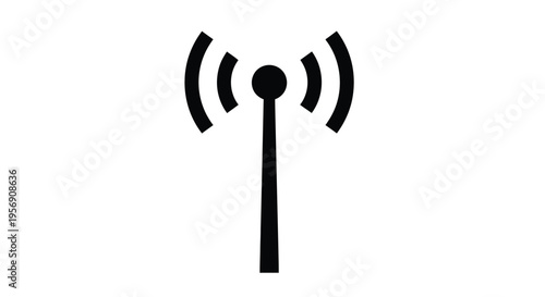Simple black outline of a radio wave transmitter tower icon