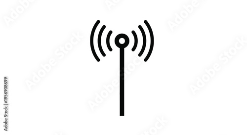 Simple black and white icon depicting a wireless signal tower