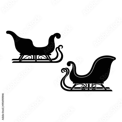 Vintage sledges with ornate designs and curved seating structures Vector, illustration