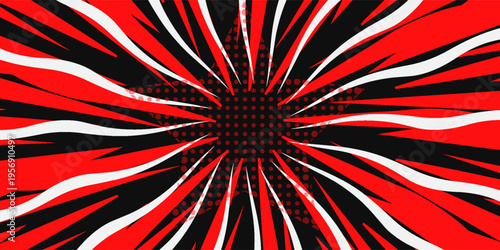 Explosion effect background. Anime style attack impact explosion effect background. Abstract comic book flash explosion blast radial lines. Vector illustration.