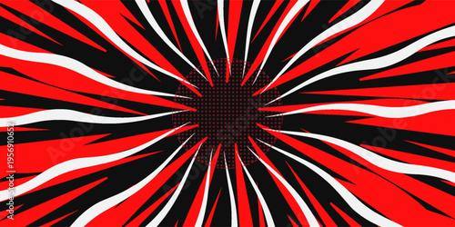 Explosion effect background. Anime style attack impact explosion effect background. Abstract comic book flash explosion blast radial lines. Vector illustration.