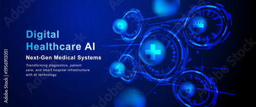 Digital Healthcare AI Medical System Smart Hospital Technology Background