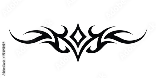 tribal tattoo for lower back, shoulder or chest. Vector frame border pattern ornament decor black on white background