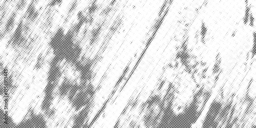 Abstract halftone texture with diagonal streaks and scattered dot patterns, creating a sense of motion and raw energy.