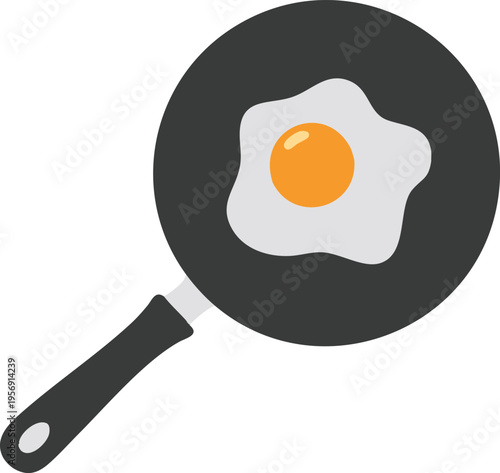 Fried Egg in Frying Pan Culinary Icon.