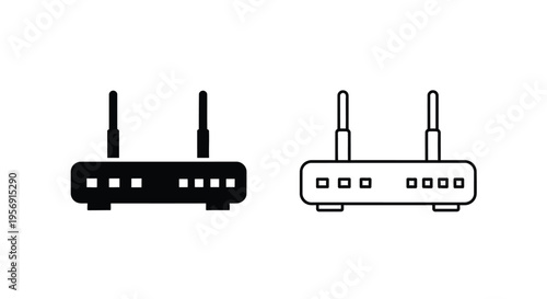 Two wireless router icons one solid and one outlined silhouette