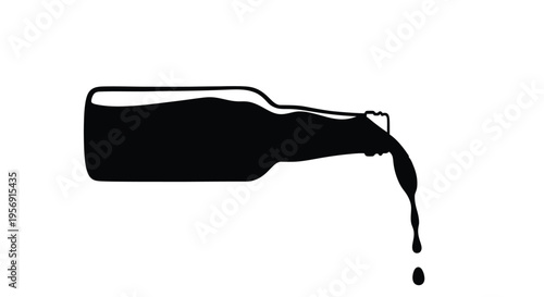 Black bottle pouring liquid with a dramatic fluid silhouette