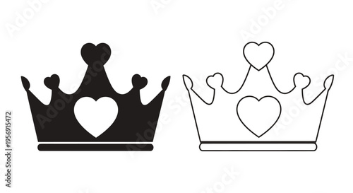 Two regal crowns one black and one white shown as a silhouette