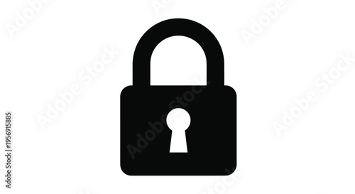 Simple black padlock icon representing security a stark silhouette