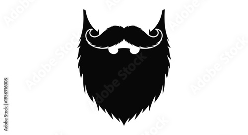 Dramatic facial hair design featuring a full beard and mustache silhouette