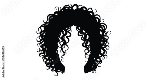 Dramatic curly hair profile view a striking black shape silhouette