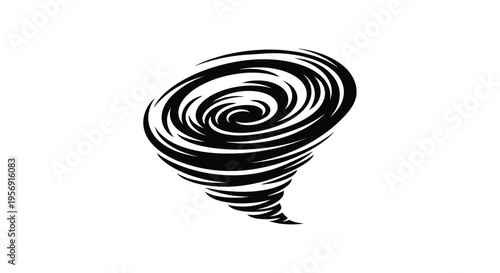 Abstract swirling vortex design a dynamic black shape silhouette