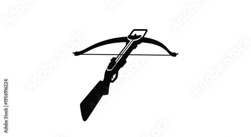 A black silhouette of a classic crossbow detailed design silhouette