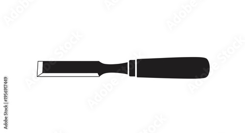 A black silhouette of a wood chisel tool against a white background