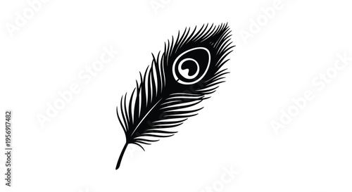 Elegant peacock feather design presented as a striking black silhouette