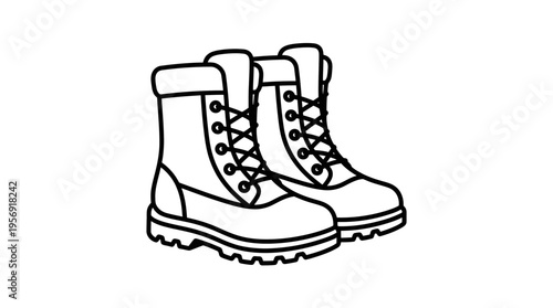 Pair of Black and White Combat Boots