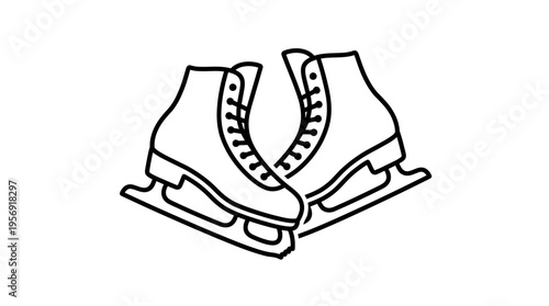 Pair of Ice Skates Black and White Outline