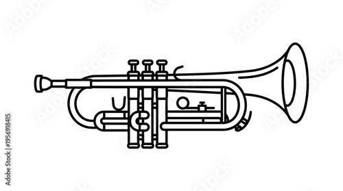 Outline of a Trumpet on White Background