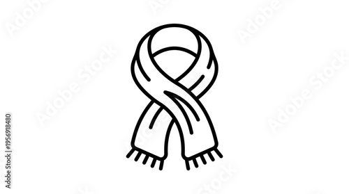 Simple Black and White Scarf Outline