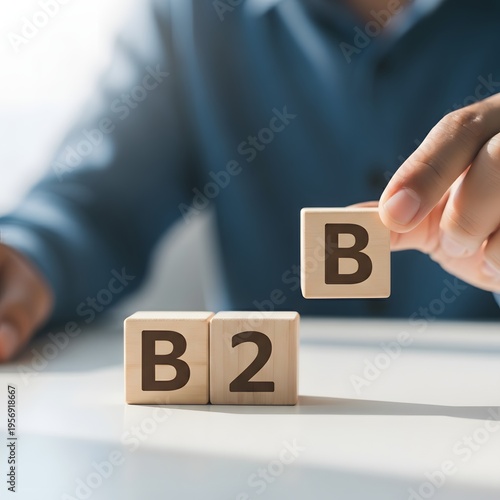 Business to business concept with wooden blocks