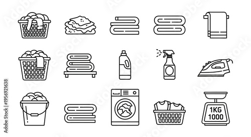 Set of 13 laundry icons vector