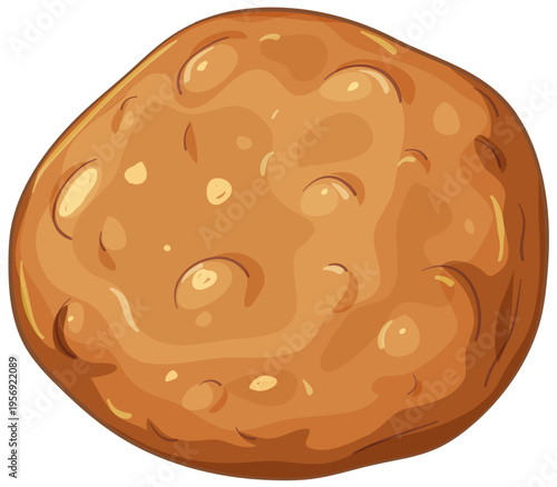 Whole Russet Potato Vector Illustration with Realistic Texture