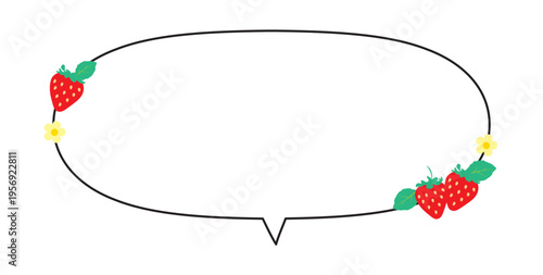 いちご片寄せ装飾の楕円吹き出し 会話用フレーム