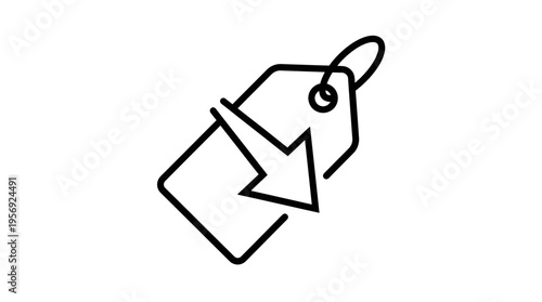 Price Drop Sale Discount or Reduction of Price Tag Icon