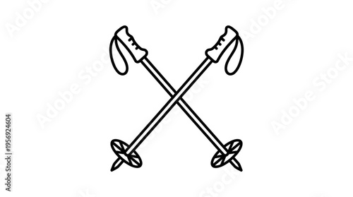 Crossed Ski Poles Vector Icon