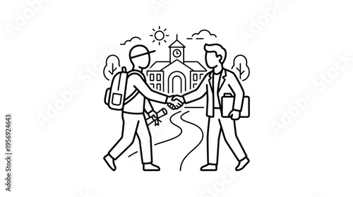Student and Advisor Shaking Hands on Campus
